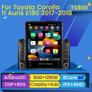 Toyota Corolla için Araba DVD Radyo Oynatıcısı 11 Auris E180 2017 2018 Tesla Stil Multimedya GPS Navigasyon Android Otomatik Carplay