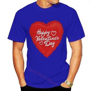 Herren-T-Shirts, Motiv: Happy Valentine's Day, blaues T-Shirt, Herren-Shirt, runder Kragen, kurze Ärmel, T-Shirt