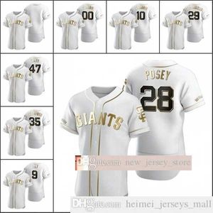 2021 Nyheter Baseballtröjor män 28 Buster Posey 10 Evan Longoria 9 Brandon Belt Cueto Samardzija Custom Women Youth Kids White Golden Edition