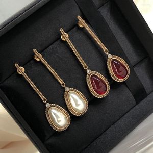 Stud Earrings Fashion Brand Bronzed Vintage Lady Rock Style Water Drop Gem Pendant Party Jewelry Birthday Accessories Gi