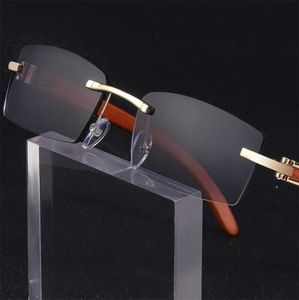 Sunglasses Design Square Rimless Classic Men's Wooden Frame Women Small Lens Male Driving Sun Glasses UV400 Shades TYJ-94