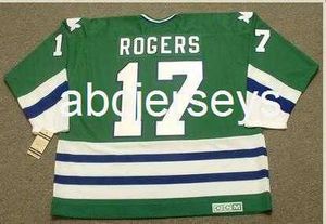 Men Vintage #17 Mike Rogers Hartford Whalers 1979 CCM Hockey Jersey Custom Любой номер имени