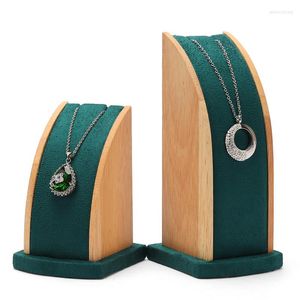 Jewelry Pouches Display Stand Solid Wood Three-dimensional Pendant Necklace Shelf Window Props Two-piece Set