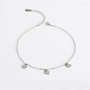 Anklets Ypay 925 Sterling Silver Small Heart Charm Anklet för kvinnor S925 Ankelarmband Justerbara fina smycken Drop YMA025