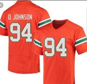 Custom MIAMI HURRICANES #94 DWAYNE JOHNSON Football Jersey custom any name or number jersey