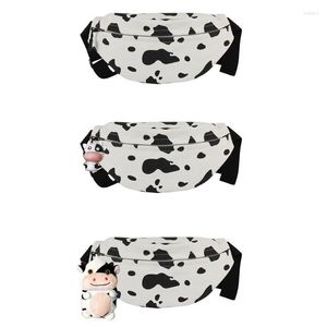 Kvällspåsar Kvinnor Cartoon Cow Print Midjeväska Fanny Pack Pouch Canvas Sport Belt Hip Chest Crossbody axelväska