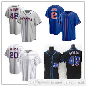 Camisas de beisebol jacob degrom 48 Pete Alonso 20 Francisco Lindor 12 Azul Blow