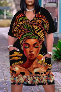 Повседневные платья 3D Печать Африканские девушки карманные платье Женщины с коротки