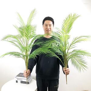 Decorative Flowers 80-98cm 18 Heads Large Artificial Plants Tropical Fake Palm Tree Tall Potted Green Leaves For Home Wedding Outdoor Decor