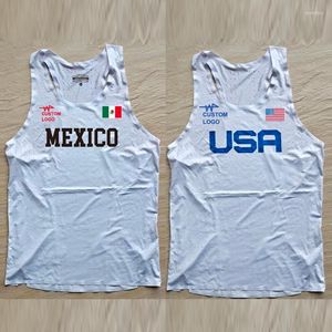 Erkek Tank Tops Meksika USA Stripes Adam Hızlı Çalışma Net Nefes Alabilir Yelek Profesyonel Sporcu Track Alan Singlet Özelleştirilebilir Logo