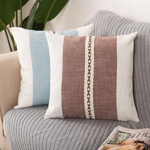 Pillow Linen Cover Marinha Europeia Mediterrâneo Cor correspondente decoração para casa para sofá -cama Companhia arremesso