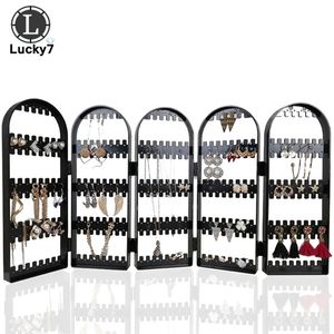 Jewelry Boxes holes Plastic Clear Earrings Studs Display Rack Folding Screen Earring Jewelry Display Stand Holder Storage Box