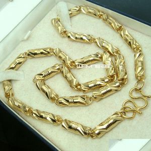 Chains 18K Gold Filled Mens Womens Finish Solid Cuban Link Necklace Chain 55Cm Drop Delivery 2022 Jewelry Necklaces Pendants Dhsrd