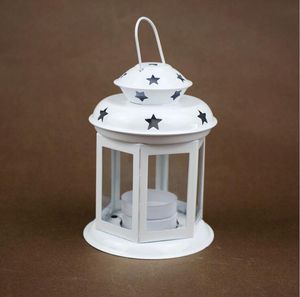 Lanterna decorativa de natal de vela de vidro de ferro para decorações de casamento