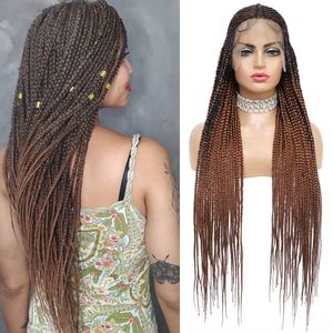 HD Lace Front Box Braided Wigs Synthetic Remy Hair Wig that look real Hairstyle 36inch A6453