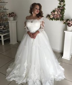 Wedding Dress Vintage Plus Size Sheer Lace Dresses With Long Sleeve Belt Sash A Line Country Marriage Bridal Gown Cut-out Sweep Train