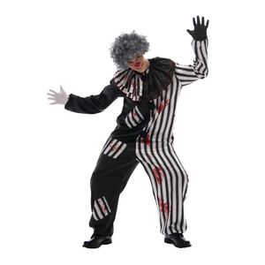 Temad kostym vuxen ond clown cirkus cosplay halloween vintage mäns blodiga mördare karneval påsk purim fancy klänning