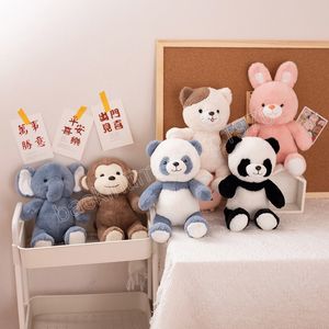 23cm kawaii 박제 동물 귀여운 고양이 원숭이 토끼 팬더 곰 봉제 장난감 소프트 만화 코끼리 박제 인형 아기 선물