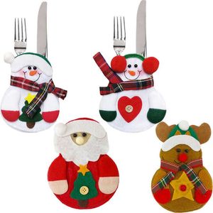 Natal Papai Noel Faca Forks Bag Titulares de talheres bolso bolsa Bolsa Snowman Elk Party Decoration RRA132