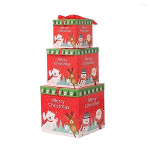 Confezione regalo 3 pezzi di scatola decorativa con motivi di pupazzo di neve, ornamento natalizio
