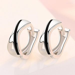 Hoop￶rh￤ngen Lbyzhan 925 Sterling Silver Earring Black M￶nster f￶r kvinnor Fashion Korea smycken