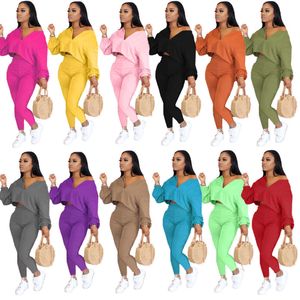 Autumn Women Pants Set Solid Color Temperament Casual Jogger Suits Ladies Fashion Tights Outfits Add Xs SIZE