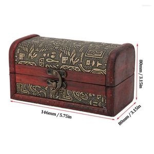 Jewelry Pouches 1Pc Vintage Retro Mini Wood Treasure Chest Wooden Storage Box Necklace Bracelet Organizer Gift Case Container
