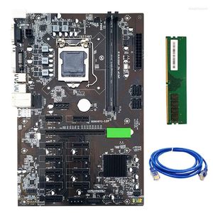 Moderbr￤dor B250 BTC Mining Motherboard SATA3.0 USB3.0 LGA 1151 12xGraphics Card Slot med DDR4 8GB 2666MHz RAM RJ45 N￤tverkskabel