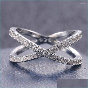 An￩is de casamento an￩is de casamento luxo cruzado x forma anel de noivado de mulheres pavimentado cz pedra sier cor elegante j￳ias femininas simples br dhtmi