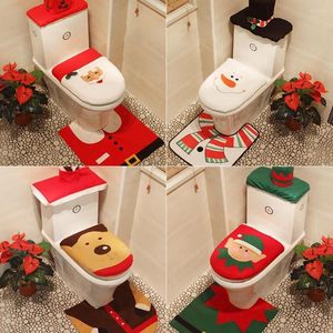 Christmas Decorations Creative Santa Toilet Seat Cover Sets Clothes Bath Mat Holder Closestool Lid 3pcs/set