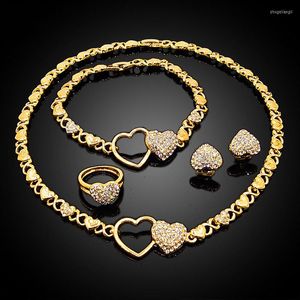 Collana Orecchini Set Vendita Perline africane Gioielli Nuziale Colore oro Cuore Matrimonio nigeriano Dubai Accessori di design