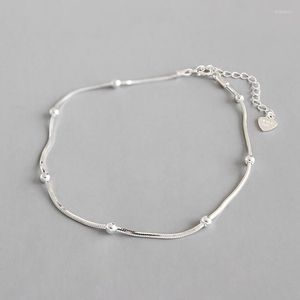 Anklets Ypay Real 925 Sterling Silver Anklet For Women Simple Snake Chain Pärlad ankelarmband Fina smycken Drop YMA001