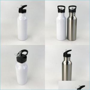 Vattenflaskor sublimering tomt rörelse vattenflaskor diy rostfritt stål kopp vit termisk överföringstryck med sug nozz dhtfh
