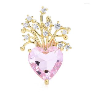 Brosches Wulibaby Crystal Heart Collar Pins For Women 2-Color Rhinestone Brosch Pin Fashion Jewelry Gifts