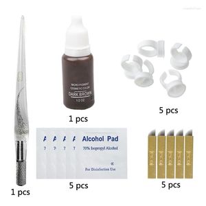 Tattoo Guns Kits Microblading Tebori Makeup Manual Pen Eyebrow Practice Pigment Set With 12pin Needle Blade Ink Ring Body Art Tools