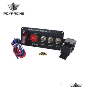 T￤ndbrytare PQY Racing - Start Push -knapp LED TOGGLE COBAR FIBER CAR 12V T￤ndbrytare Panelmotor PQY -QT313 Drop Delivery 2 DHDBK