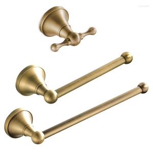 Badtillbehör Set badrumsmaskinvaruhandduk Ring Robe Coat Hook Antik mässing Väggmonterad toalettpappershållare Bronze