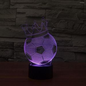 Nattlampor lampa fotboll krona lampan ledning touch f￤rgglad USB -kontakt avgift 3D barn matchprispojke g￥va