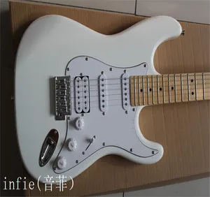 2022 Оптовая белая ST Signature Style Star Star Fret Inlay Maple Fignbord Электро гитара