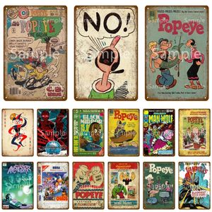 Comic em quadrinhos The Sailor Metal Painting Vintage Kraft Paper Poster Magazine Art Cafe Bar Decoração Retro Metal Tin Signs Woo