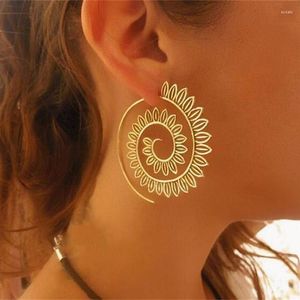 Hoop Earrings Exaggerated Spiral Gear Personalized Circle For Women Hollow Gold And Silver Retro Jewelry Wholesal