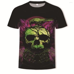 Męskie koszulki T-Style okrągły okrągły kołnierz krótkie rękawie T-shirt 3D Crow Skull Printing Man Bezpośrednia oferta