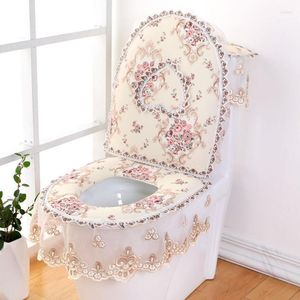 Toilet Seat Covers 8 3 Pieces/set European Lace Cushion Household Zipper Washer Winter U-shaped