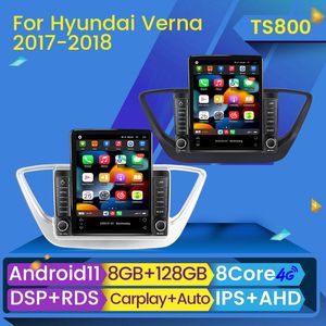 2DIN ANDROID 11 CAR DVD RADIO STEREO STEREOマルチメディアビデオプレーヤーのHyundai Solaris 2 Verna 2016-2020 CarPlay Autoraido GPS