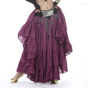 Stage Wear 12 Colors Gypsy Dance Performance Women Full Circle Linen Skirt 90cm Belly Tribal Skirts 360 Degrees