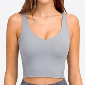 Yoga Outfit X-HERR Deep V Neck Open Back Gym Bras For Women Long Sports Fitness Bralette Athletic Exercise Workout Crop Top Female