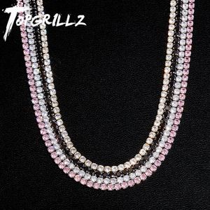 Strands Strings TOPGRILLZ Classic Micro Tennis Necklace 2.5-5mm Iced Out CZ Chain with Fold Over Clasp Hip Hop Jewelry For Party Gift 221024