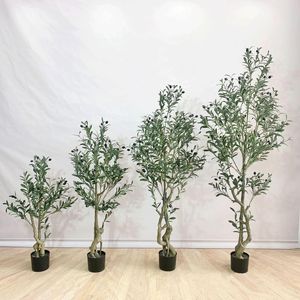 Dekoratif Çiçekler 60-180cm Yapay Zeytin Ağacı Bitki Bonsai Saksı Zemin Kapalı Ev Bahçe Ofisi Dekorasyonu için uygun