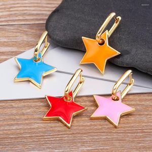 Dangle Earrings Aibef Korean Style Star Shape Drop Candy Colorsエナメル女性用の滴下オイル女の子トレンディジュエリー