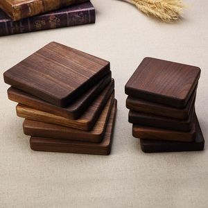 Maty stołowe w stylu Japonii Naturalne drewno Grube podkładka ciepła Kreatywna kwadratowa zastawa stołowa drewniane kubek kubek drewniany garnek/miska mata